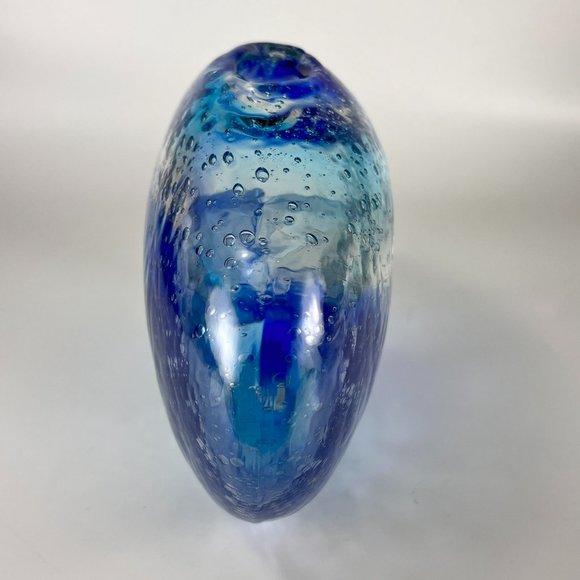Margies Garden Vase Blue Creative Arts Hand Blown Artisan Westlake Village Cal - Picture 2 of 12